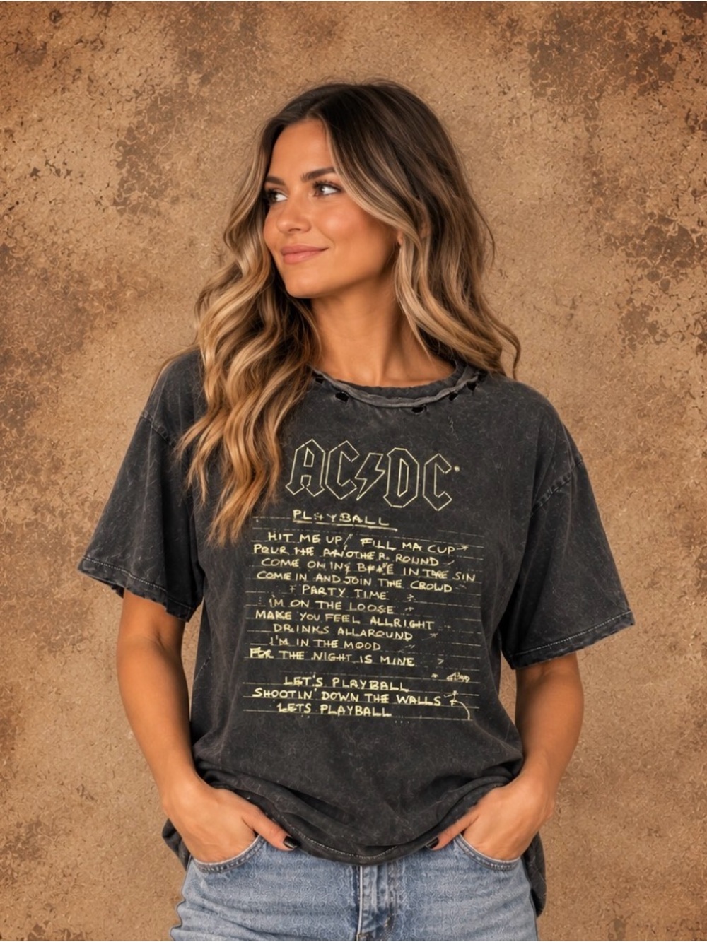AC/DC Women's Black Graphic Short Sleeve Tee
